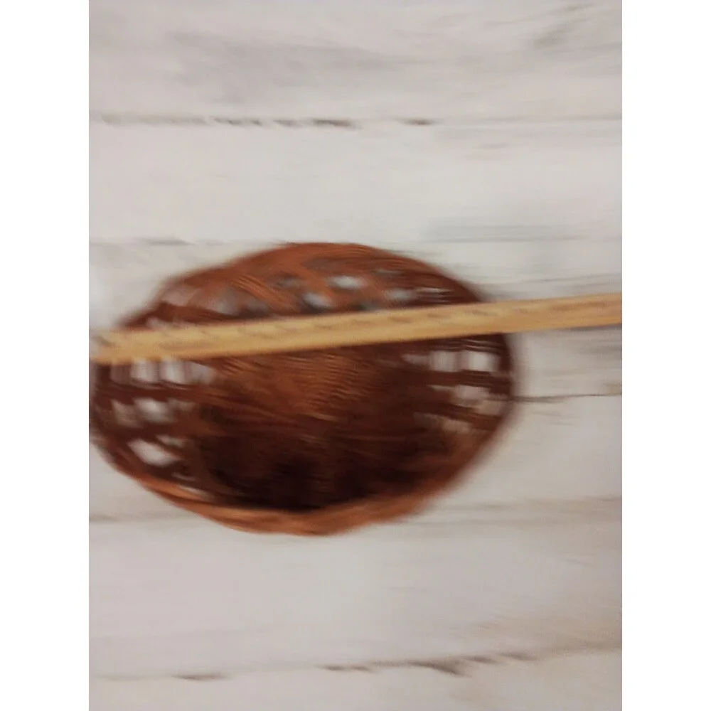 Round Wicker Dark Wood Color Basket Great For Storage Or Decor